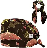 [YTYVAGT] Scrub Caps Women,Scrub Hats Suitable for Women,Umbrella Floral Cat