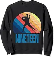 [X.Style] 19th Birthday Retro Baseball 19 Years Old Boy Girl Sweatshirt ds371 Sweater (M) Black