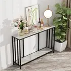 Narrow Long Console Sofa Table Solid Marble Entryway Hallway Table Behind Sofa