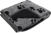 Petface Sherpa Printed Fleece Comforter Dog Blanket, Grey/Black