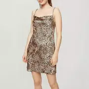 MISS SELFRIDGE Minikleid 'Tan Leopard Print Satin Mini Dress' - UK 10/EUR 38