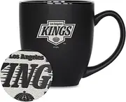 Rico Industries NHL Hockey Los Angeles Kings 15oz Laser Engraved Matte Black Ceramic Bistro Mug - for Hot or Cold Drinks