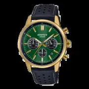 CASIO EDIFICE EFR-575CL-3A Quartz Chronograph Stainless Black Leather Green Dial
