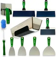Medusa's Carbon and Blue steel Drywall Taping kit with S.S. Adjustable Angle Tool, Corner Roller and S.S. Mud Pan with Grip Note to Beginners All Carbon & Blue Steel will Rust