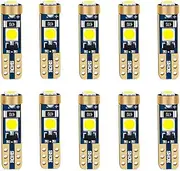 [RUNEWAX] T5 Wedge 37 58 70 73 74 2721 LED Car Interior Instrument Panel Dashboard Cluster Gauge Glove Light Bulbs 6000K White 12V High Brightness Plug and Play No-polarity, Pack of 10