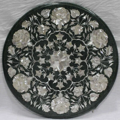 18'' marble Table Top Inlay Pietra Dura Art Coffee Dining Marble malachite h33