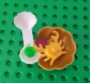 LEGO Minifigure Seashell Ocean Scape Crab Green Gem Jewel Big Gold Clam Shell