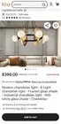 6 Light Frosted Glass Globe & Wood modern farmhouse style Chandelier