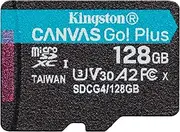 Kingston Canvas Go Plus microSDXC Memory Card Gen4 200MB/s A2 U3 V30 128GB Single Pack w/o ADP Card only-SDCG4/128GBSP