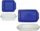 Pyrex Basics Clear Glass Baking Dishes, 1 (3 Quart) Oblong Dish and 1 (2...