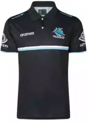 Cronulla Sharks 2023 NRL Mens Black Media Polo Shirt Sizes S-7XL BNWT