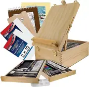 Comprehensive 95-Piece Art Set with Wood Easel - Perfect for On-the-Go Artists