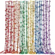 NOVWANG 24 Pcs Pride Beads Necklace 4 Classic Styles Metallic Rainbow Beads Necklace for LGBT Supplies Party Decorations, 16 inches, Plastic, No Gemstone
