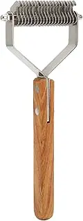 Pet Undercoat Rake, Stainless Steel, Wood Handle Pet Grooming Rake, Deshedding Brush for Dog Puppy Cat