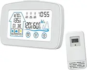 Levemolo Rmometer Hygrometer Weather Station Digital Thermometer Portable Large LCD Display Wireless White No Batteries