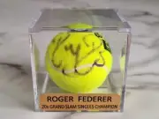 Roger Federer Signed Tennis Ball Display - Australian US French Open - Wimbledon