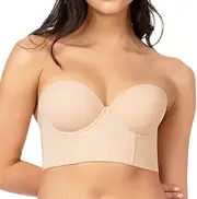 [Generic] Low Back Strapless Bra for Women - Push Up Backless Convertible Straps Full Bust Support for Dresses Special Occasions