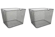 Ybm Home Wire Mesh Open Bin Basket Black 14 in. L x 10 in. W x 8.8 in. H 2 Pack