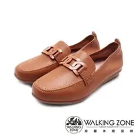 在飛比找PChome24h購物優惠-WALKING ZONE(女) 鏈型氣質莫卡辛鞋 女鞋-卡其