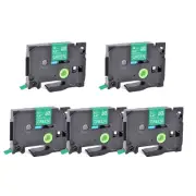 5PK Compatible with Brother P-Touch TZ Tze 735 0.47" White on Green Tape Label