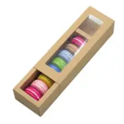 25pk Macaron Box W/ Transparent Window Box Kraft Boxes. Cookie box