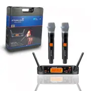 Audio 2 Channel Dual UHF Handheld Wireless Microphone System Dynamic Mic Karaoke