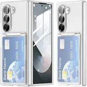 Wallet Phone Case with Card Slot Holder Kickstand for Samsung Galaxy Z Fold 6 5 5G Durable Hard PC Protective Cover,Matte Clear,for Samsung Galaxy Z Fold6