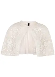 Needle & Thread Regal Rose Sequin-embellished Tulle Cape - Cream - S/M (UK10-12 / M) S/M (UK10-12 / M)