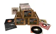 PEACHES RECORDS & TAPES STORAGE CRATE for (7") 45's - Oak Stained