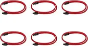 Mellisso 6Pcs 50CM SATA 3.0 III SATA3 7Pin Data Cable 6Gb/S SSD Cables HDD Hard Disk Data Cord with Nylon Sleeved Premium Version