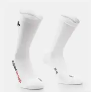 New Men’s Assos RS TARGA Cycling Socks, White, Size II (43-46/ 9.5-12)