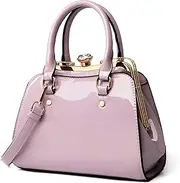[LJOSEIND] Shiny Patent Leather Handbags Shoulder Bags Fashion Satchel Purses Top Handle Bags for Women