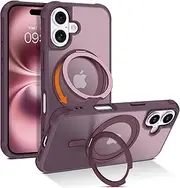 YINLAI for iPhone 16 Plus Case, [Compatible with MagSafe] with Magnetic 360° Rotatable Ring Stand Slim Shockproof Protective Phone Cases for iPhone 16 Plus 6.7", Wine Red