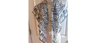 Laurel Burch Wild Cats Black White Artistic Square Tassels Scarf 35"X35"