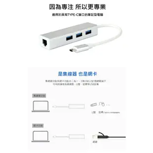 TYPE C3.1轉接RJ45+USB 3.0 HUB+HDTV 分享器 集線器