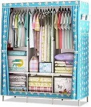 Portable Clothes Closet Wardrobe with Non-Woven Fabric and Hanging Rod Quick and Easy to Assemble for Bedroom, Study, Living Room, Shoes, Toys,A