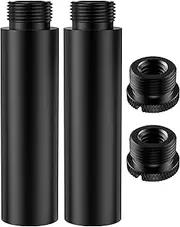 InnoGear Mic Stand Extension Tube, 2 Pieces 5/8" Thread Microphone Extension Pipe Mic Extender with 2 Pcs 3/8" to 5/8" Metal Adapter for Desk Mic Boom Arm Stand for Shure SM7B MV7 Blue Yeti QuadCast