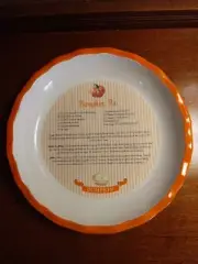 Pumpkin Pie Plate With Printed Recipe ~ Beautiful Vibrant Color ~ 9 3/4" ~ NEW
