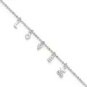 Sterling Silver Love 10 In Plus1 Ext. Anklet