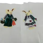 Set of Two Completed Wool Punch Needle Country Bunnies Rabbits Bunny Mr Mrs