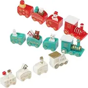 ZUNOXAZ 24pcs Mini Snow Globe Train Set with Snowman Figurines Holiday Train Set for Christmas Tree and Cake Decorations DIY Miniature Christmas Ornaments for Festive Home Decor