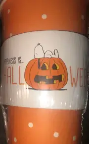 Peanuts~Snoopy/Pumpkin Happiness~16oz TO GO Travel Cups/Lids & Sleeves~NEW~12 Ct