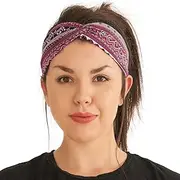 Boho Twist Headbands for Women - Cotton Stretch Elastic Turban Headband Hair Band Hairband Ottoman Print