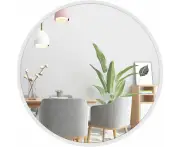 , 24" White Round Mirror, Wall Mounted Circle Mirror, Metal Framed Circular Mirror for Bathroom Vanity, Bedroom, Living Room, Home Decor Mirros, White