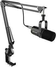 FDUCE XLR Dynamic Microphone for Vocal Recording, Podcasting, Gaming, Live Streaming&Broadcasting, All Metal Cardioid Mic, Voice-Isolating Technology, with Boom arm SL40X+