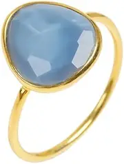 [HIMALYA QUARTZ] Blue Opal Natural 925 Sterling Silver Handmade Engagement Ring Faceted RCR328
