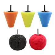 5X Car Wheel Hub Polishing Cone Ball Foam Pad Kit Drill Polisher Waxing Buffing