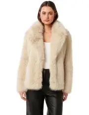 [Forever New] Hunter Faux Fur Coat Cream