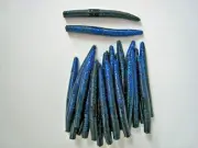 25 pk 3" Senko Style - BLACK ELECTRIC BLUE LAM-Soft Plastic Bass Worms SCENT-USA