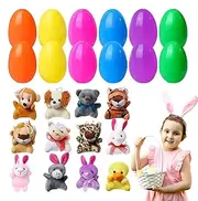 Rrlihjgu Prefilled Easter Eggs With Stuffed Animal Plush Toys Keychain For Kids,12 Pieces Cute Animal Plush Toys Prefilled Gold Easter Eggs Surprise Present For Easter Basket Stuffers Party